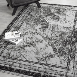 Desire Rugs Obsidian Grey Abstract Frame Rug 200 x 290cm - Size: 290 x 200 x 0.8cm - Wilko - thumbnail 4