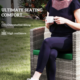 Outsunny Green Rattan Garden Lounge Replacement Cushion Pad Set of 3 - Size: 3 Pack - Wilko - thumbnail 7