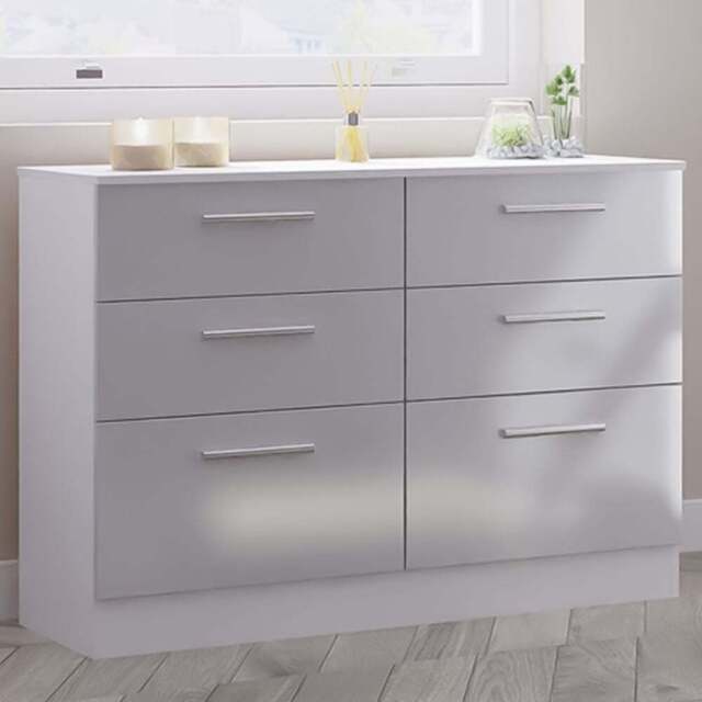 Crowndale Contrast 6 Drawer Grey and White Matt Midi Chest Ready Assembled - Wilko - image 1
