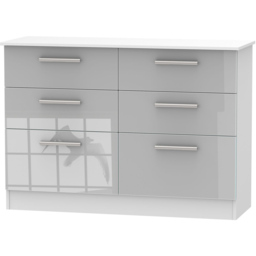 Crowndale Contrast 6 Drawer Grey and White Matt Midi Chest Ready Assembled - Wilko - thumbnail 3