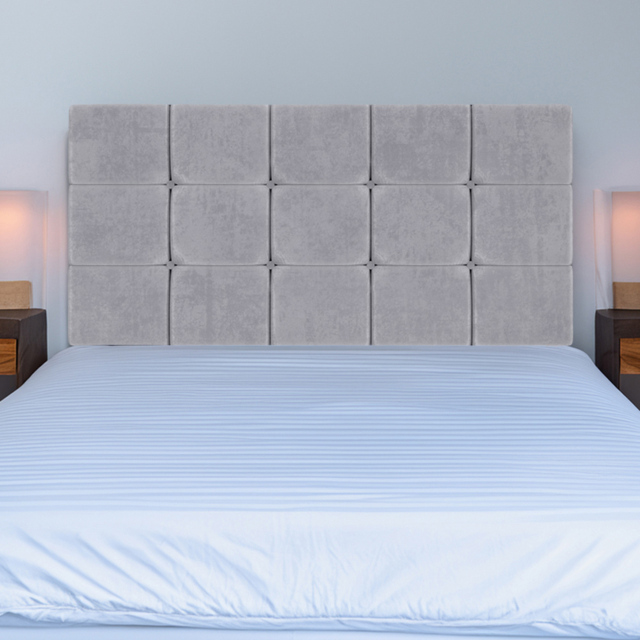 Bedmaster Single Seal Grey Naples Velvet Pearl Squared Headboard - Wilko - image 1