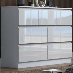 FWStyle Stora Merchant 7 Drawer White Gloss Chest Of Drawers - Wilko - thumbnail 1