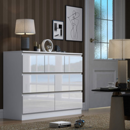 FWStyle Stora Merchant 7 Drawer White Gloss Chest Of Drawers - Wilko - thumbnail 6