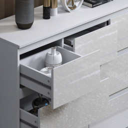 FWStyle Stora Merchant 7 Drawer White Gloss Chest Of Drawers - Wilko - thumbnail 4