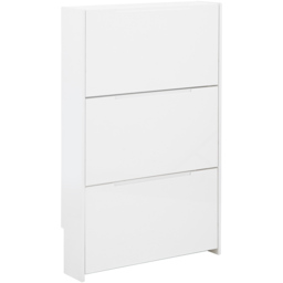 GFW Narrow White High Gloss 3 Tier Shoe Cabinet - Size: 17 x 72 x 112cm - Wilko - thumbnail 3