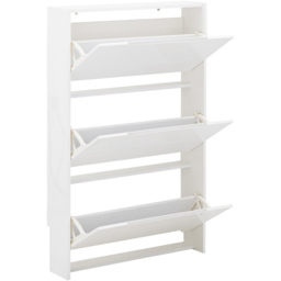 GFW Narrow White High Gloss 3 Tier Shoe Cabinet - Size: 17 x 72 x 112cm - Wilko - thumbnail 4