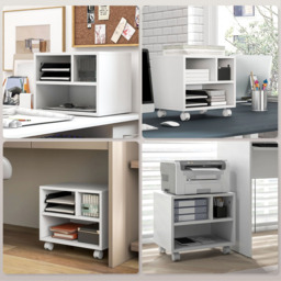 HOMCOM White Storage Printer Cart on Wheels - Size: 36.0 x 30.0 x 40.0cm - Wilko - thumbnail 7