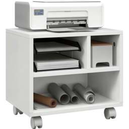 HOMCOM White Storage Printer Cart on Wheels - Size: 36.0 x 30.0 x 40.0cm - Wilko - thumbnail 3
