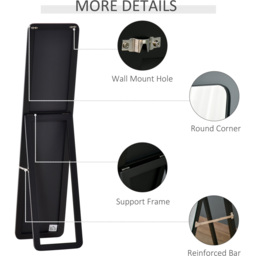 Portland Black Free Standing Wall Mirror 37 x 156cm - Size: 156 x 37cm - Wilko - thumbnail 7