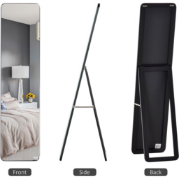 Portland Black Free Standing Wall Mirror 37 x 156cm - Size: 156 x 37cm - Wilko - thumbnail 6