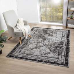 Desire Rugs Obsidian Grey Abstract Frame Rug 160 x 230cm - Size: 230 x 160 x 0.8cm - Wilko - thumbnail 3