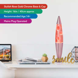 Global Gizmos Pink Wax Rose Gold Chrome Effect Lava Lamp 16 inch - Size: 42 x 10 x 10cm - Multi - Wilko - thumbnail 6