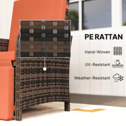 Outsunny 2 Seater Orange PE Rattan Recliner Bistro Set - Wilko - thumbnail 7