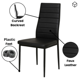 Portland 6 Seater Faux Leather Marble Effect Tabletop Dining Set Black - Wilko - thumbnail 4