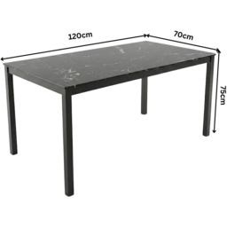 Portland 6 Seater Faux Leather Marble Effect Tabletop Dining Set Black - Wilko - thumbnail 6