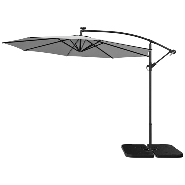Living and Home Grey LED Cantilever Parasol with Cross Base and Square Base 3m - Size: 260 x 300 x 300cm - Wilko - image 1