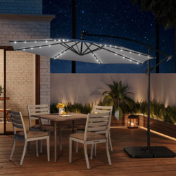 Living and Home Grey LED Cantilever Parasol with Cross Base and Square Base 3m - Size: 260 x 300 x 300cm - Wilko - thumbnail 6