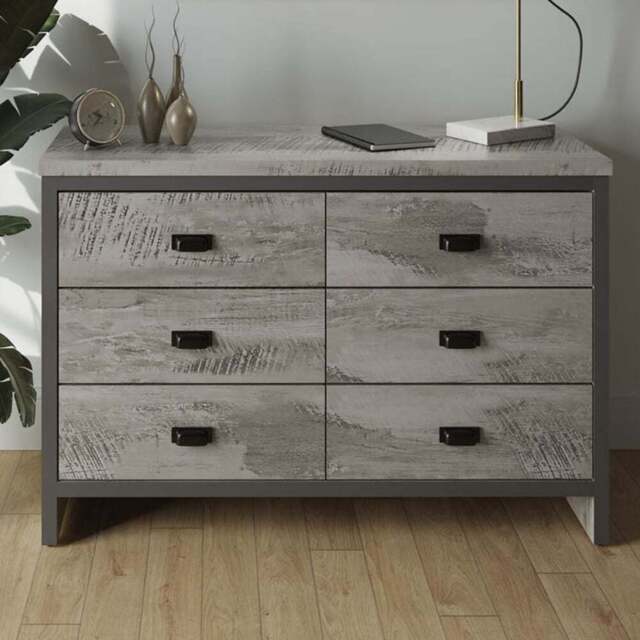 GFW Boston 6 Drawer Grey Chest of Drawers - Wilko - image 1