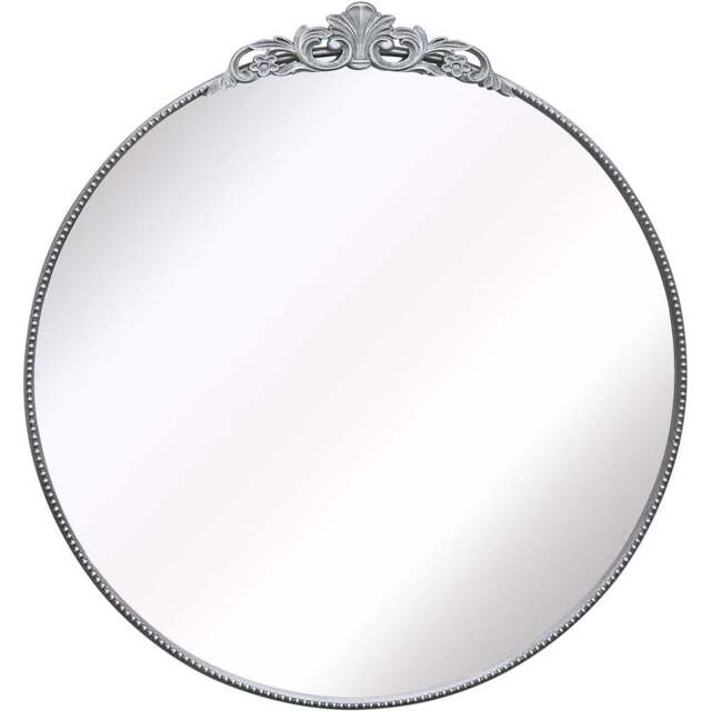 The Crown Silver Metal Wall Mirror 100 x 100cm - MirrorOutlet - Wilko - image 1