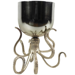 Botanik Silver Metal Octopus Bowl Style Planter with Stand 28cm - Size: 28 x 25 x 25cm - Wilko
