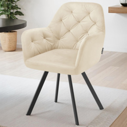 tectake Lucia Set of 6 Cream Quilted Swivel Armchair - Size: Single - Wilko