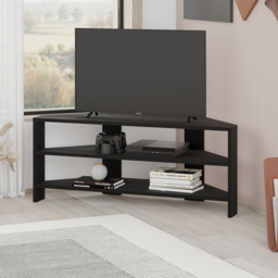 Decortie Thales 2 Shelf Black Wood Modern Corner TV Unit - Size: 45 x 110 x 36cm - Wilko - thumbnail 5