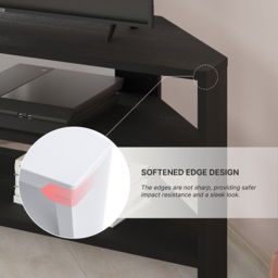 Decortie Thales 2 Shelf Black Wood Modern Corner TV Unit - Size: 45 x 110 x 36cm - Wilko - thumbnail 7