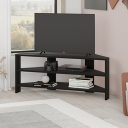 Decortie Thales 2 Shelf Black Wood Modern Corner TV Unit - Size: 45 x 110 x 36cm - Wilko - thumbnail 6