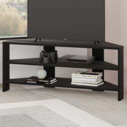 Decortie Thales 2 Shelf Black Wood Modern Corner TV Unit - Size: 45 x 110 x 36cm - Wilko - thumbnail 1