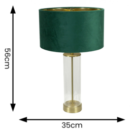 ValueLights Balan Gold Glass LED Table Lamp with Forest Green and Gold Velvet Lamp Shade - Size: 56 x 35 x 35cm - White - Wilko - thumbnail 5
