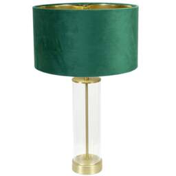 ValueLights Balan Gold Glass LED Table Lamp with Forest Green and Gold Velvet Lamp Shade - Size: 56 x 35 x 35cm - White - Wilko