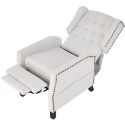 Living and Home White Chenille Pushback Recliner Chair with Footstool - Size: 102 x 62 x 153cm - Wilko - thumbnail 4