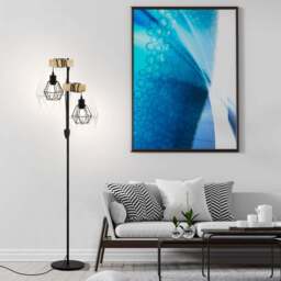 EGLO Townshend 5 Black Natural Metal and Wood Industrial 2 Light Floor Lamp - Size: 40 x 25 x 166.5cm - Wilko - thumbnail 3