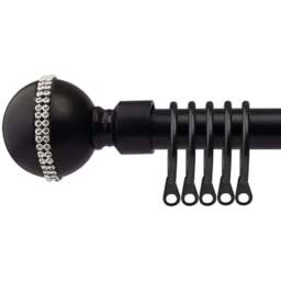 New Edge Blinds 120-210cm Extendable Black Bejewelled Metal Curtain Pole - Size: 120 - 210cm - Wilko - thumbnail 1