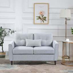 Portland 2 Seater Light Grey Linen Loveseat Sofa - Wilko - thumbnail 5