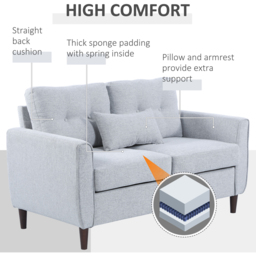 Portland 2 Seater Light Grey Linen Loveseat Sofa - Wilko - thumbnail 7