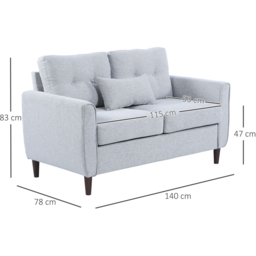 Portland 2 Seater Light Grey Linen Loveseat Sofa - Wilko - thumbnail 4