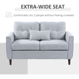 Portland 2 Seater Light Grey Linen Loveseat Sofa - Wilko - thumbnail 6