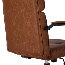 Living and Home Brown PU Leather Swivel and Adjustable Retro Office Chair - Size: 103.5 x 66 x 48cm - Wilko - thumbnail 7