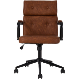 Living and Home Brown PU Leather Swivel and Adjustable Retro Office Chair - Size: 103.5 x 66 x 48cm - Wilko - thumbnail 4