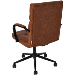 Living and Home Brown PU Leather Swivel and Adjustable Retro Office Chair - Size: 103.5 x 66 x 48cm - Wilko - thumbnail 5