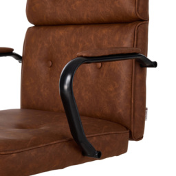Living and Home Brown PU Leather Swivel and Adjustable Retro Office Chair - Size: 103.5 x 66 x 48cm - Wilko - thumbnail 6