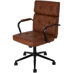 Living and Home Brown PU Leather Swivel and Adjustable Retro Office Chair - Size: 103.5 x 66 x 48cm - Wilko - thumbnail 3