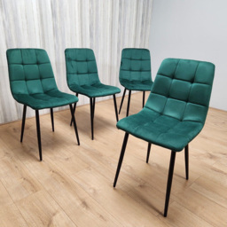 Kosy Koala 4 Seater Glass Rectangle Dining Set Green Velvet - Multi - Wilko - thumbnail 3