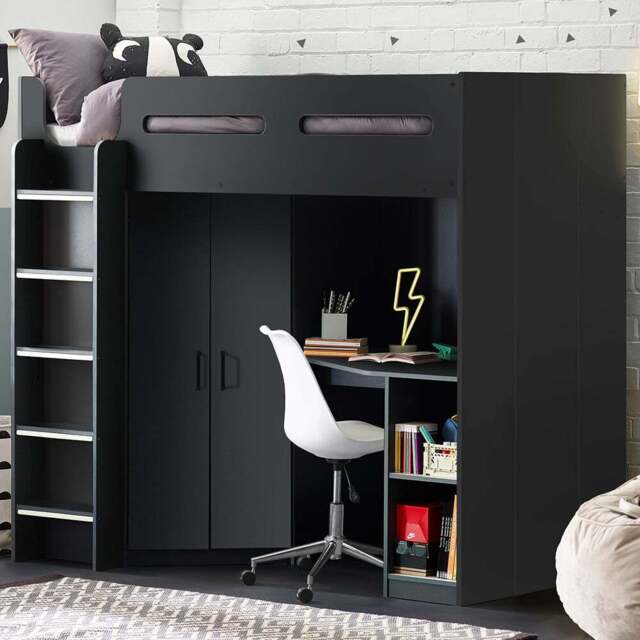 Julian Bowen Hercules Anthracite High Sleeper with Storage - Size: Single - Grey - Wilko - image 1
