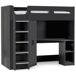 Julian Bowen Hercules Anthracite High Sleeper with Storage - Size: Single - Grey - Wilko - thumbnail 3