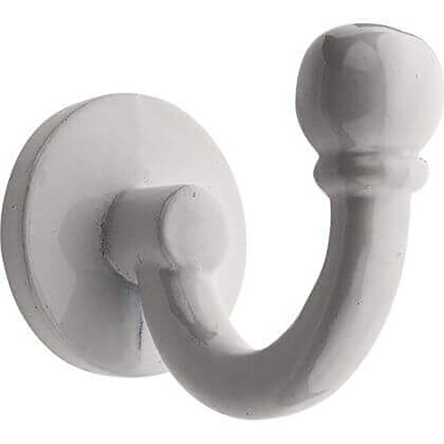 Screw in Single Ball End Robe Hook - White - Decohooks - Wilko - image 1