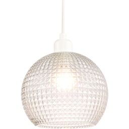 Happy Homewares Spherical Clear Glass Square Diamond Ridges Pendant Shade - Size: 18 x 18 x 18cm - Wilko - thumbnail 5