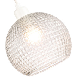 Happy Homewares Spherical Clear Glass Square Diamond Ridges Pendant Shade - Size: 18 x 18 x 18cm - Wilko - thumbnail 4