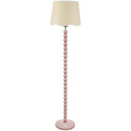 ValueLights Bobbins Linen Scallop White Trim Shade Painted Rose LED Floor Lamp - Pink - Wilko